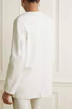 LOULOU STUDIO двубортный блейзер Jalca из твила, слоновая кость