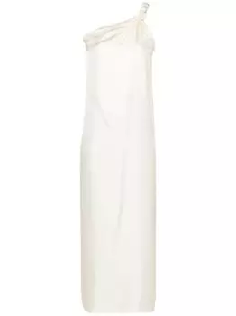 Loulou Studio платье макси Adela на одно плечо, нейтральный цвет