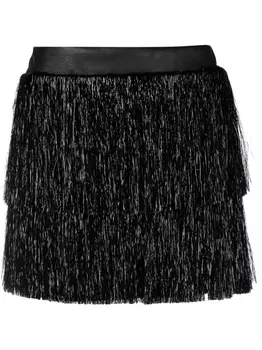 Loulou юбка мини с завышенной талией и бахромой, черный