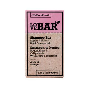 Love Bar Shampoo Bar шампунь-бальзам для сухих и поврежденных волос Argan Oil & Ginger 2x30g