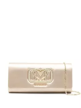 Love Moschino атласный клатч с логотипом, золотистый