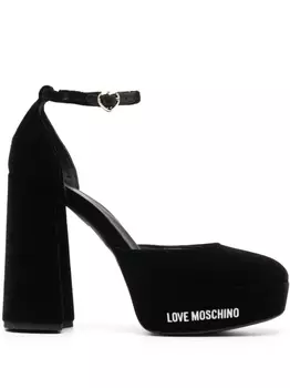 Love Moschino бархатные туфли на каблуке, черный