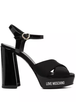 Love Moschino босоножки на блочном каблуке, черный