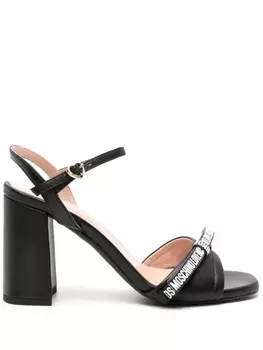 Love Moschino босоножки с бантом и логотипом, черный