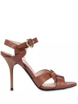 Love Moschino босоножки с тиснением под кожу крокодила, коричневый