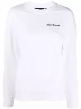 Love Moschino декорированная толстовка с круглым вырезом, белый