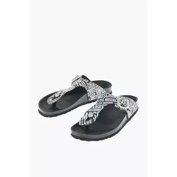 LOVE MOSCHINO Двухцветные сандалии с принтом логотипа BIRKI30 Moschino, Black and White