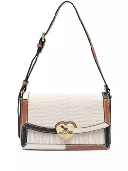 Love Moschino фактурная сумка на плечо с логотипом, нейтральный цвет