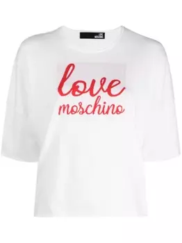 Love Moschino футболка с укороченными рукавами и нашивкой-логотипом, белый