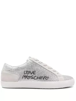 Love Moschino кеды с блестками и логотипом, серебристый