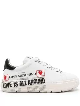Love Moschino кеды с газетным принтом, белый