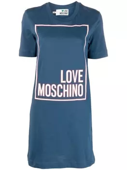 Love Moschino короткое платье-футболка с логотипом, синий