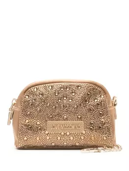 Love Moschino косметичка с кристаллами и логотипом, золотистый