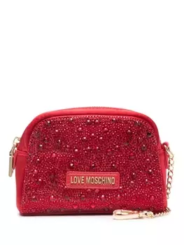 Love Moschino косметичка с кристаллами, красный