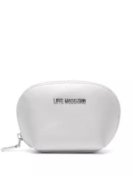 Love Moschino косметичка с логотипом, серебристый