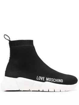 Love Moschino кроссовки-носки с логотипом, черный