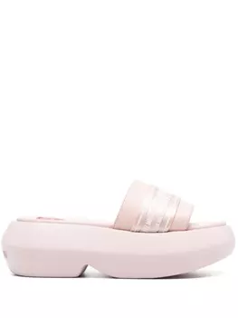 Love Moschino logo-tape platform slides, розовый