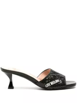 Love Moschino мюли с пайетками, черный