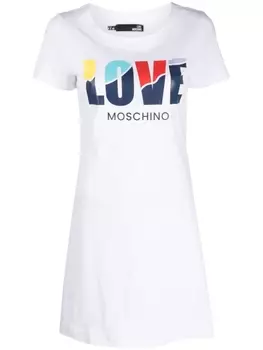 Love Moschino платье-футболка с логотипом, белый