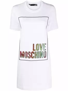 Love Moschino платье-футболка с логотипом, белый