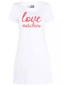 Love Moschino платье-футболка с логотипом, белый