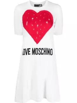 Love Moschino платье-футболка с логотипом, белый