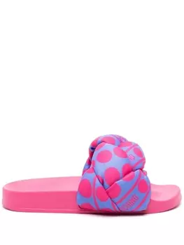 Love Moschino плетеные шлепанцы в горох, розовый