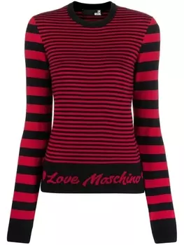 Love Moschino полосатый джемпер с вышитым логотипом, розовый