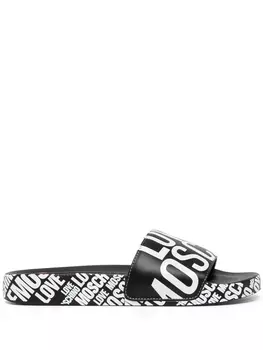 Love Moschino шлепанцы из искусственной кожи с логотипом, черный