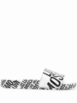 Love Moschino шлепанцы с логотипом, белый