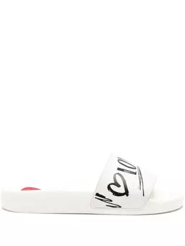 Love Moschino шлепанцы с логотипом, белый