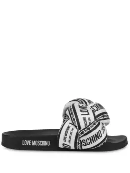 Love Moschino шлепанцы с логотипом, белый