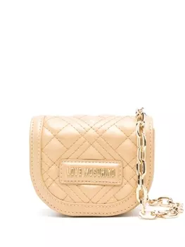 Love Moschino стеганая мини-сумка с блестками, золотистый