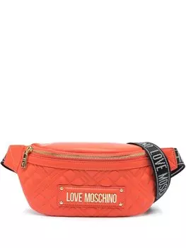 Love Moschino стеганая поясная сумка с логотипом, оранжевый