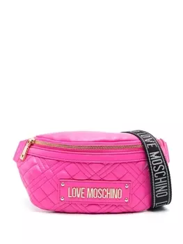 Love Moschino стеганая поясная сумка с логотипом, розовый