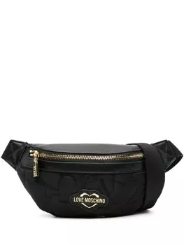 Love Moschino стеганая поясная сумка с логотипом, черный