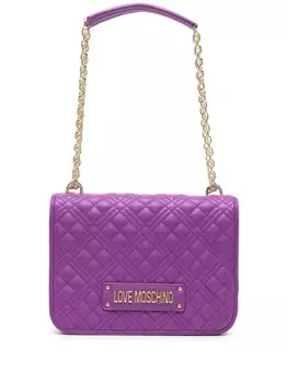 Love Moschino стеганая сумка на плечо с логотипом, фиолетовый
