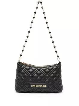 Love Moschino стеганая сумка на плечо с кристаллами, черный