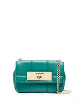 Love Moschino стеганая сумка на плечо с логотипом, зеленый