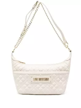 Love Moschino стеганая сумка на плечо с логотипом, нейтральный цвет
