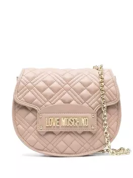 Love Moschino стеганая сумка-сэтчел с логотипом, нейтральный цвет