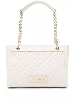 Love Moschino стеганая сумка-тоут с логотипом, нейтральный цвет