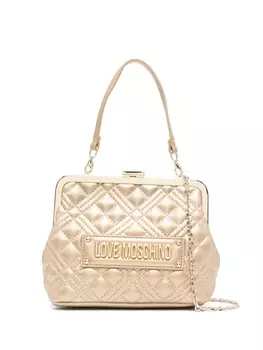 Love Moschino стеганая сумка-тоут с логотипом, золотистый