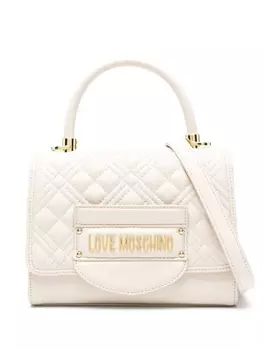 Love Moschino стеганая сумка-тоут с логотипом, нейтральный цвет