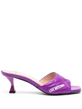 Love Moschino стеганые мюли с логотипом, фиолетовый
