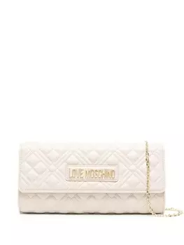 Love Moschino стеганый клатч с логотипом, нейтральный цвет