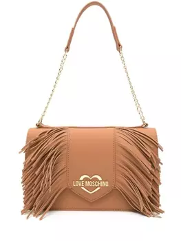 Love Moschino сумка на плечо с бахромой и логотипом, коричневый