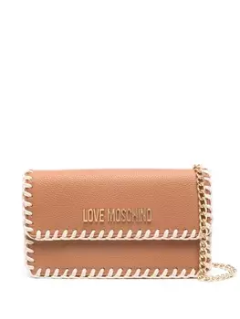 Love Moschino сумка на плечо с декоративной строчкой и логотипом, коричневый