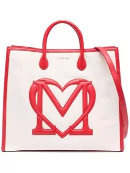 Love Moschino сумка-тоут с тисненым логотипом, нейтральный цвет
