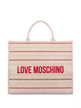 Love Moschino сумка-тоут с вышитым логотипом, розовый
